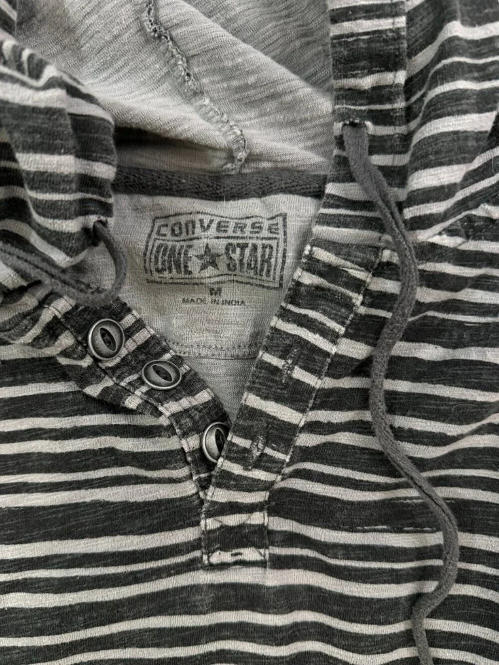 Converse One Star Striped Pullover Hoodie M